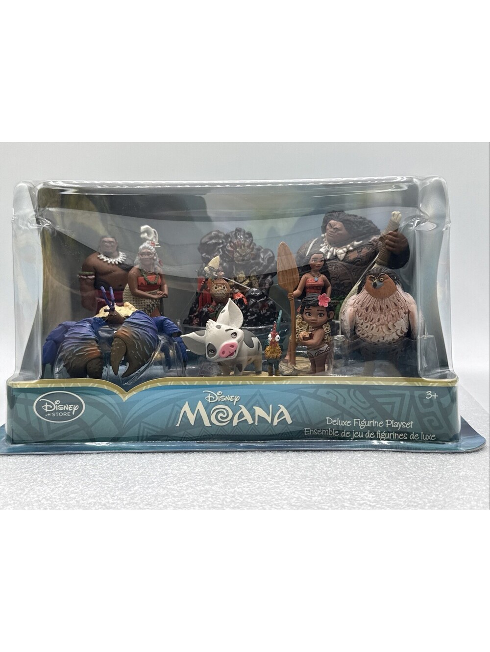 Disney Store Moana Deluxe 10 Figures Playset Figurines Cake Toppers Maui 2016